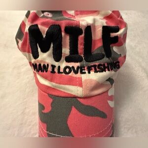 Camouflage Pink and Black “Man I Love Fishing” Hat